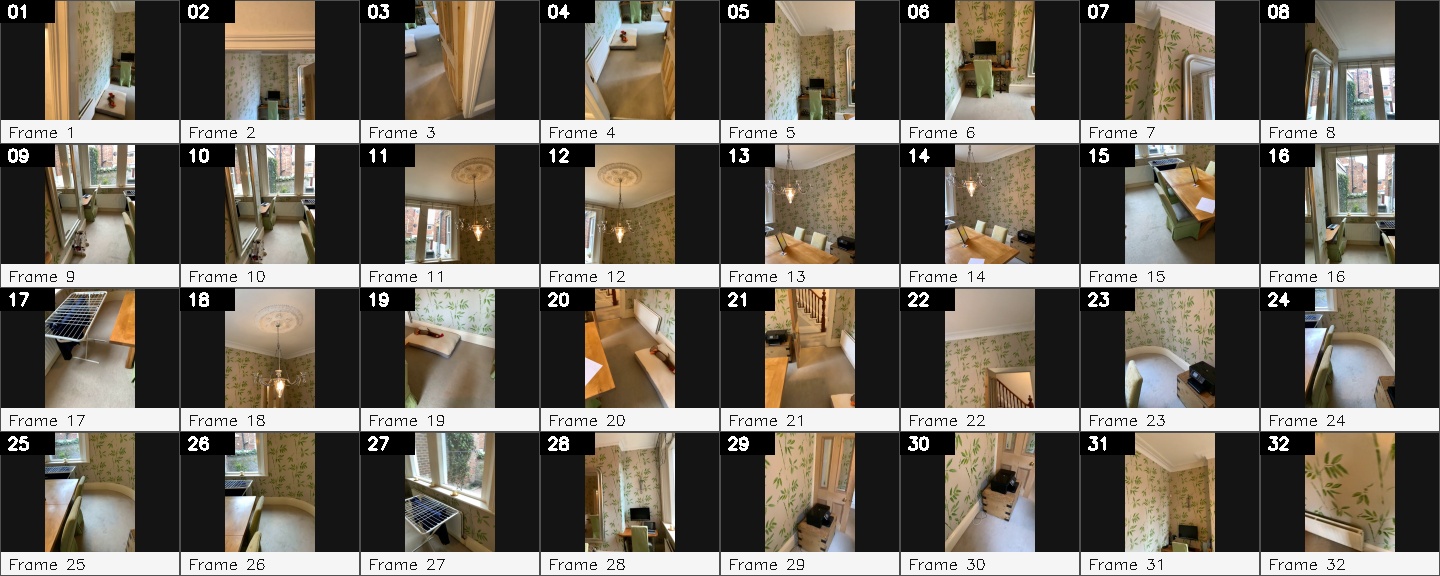 Keyframes selected for a distance trajectory